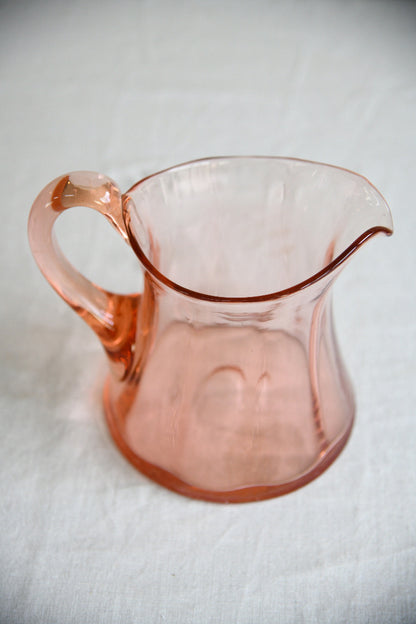 Large Vintage Hand Blown Peach Pink Glass Jug