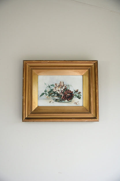 B.H Edmonds Watercolour Roses in Gilt Frame 1914