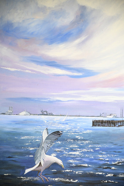 Large Southampton Water Seascape Painting