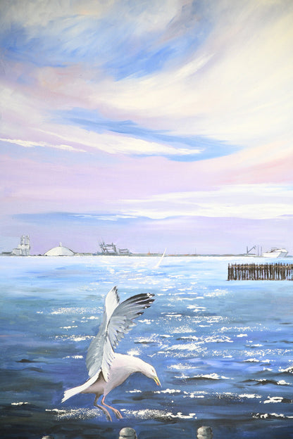 Large Southampton Water Seascape Painting
