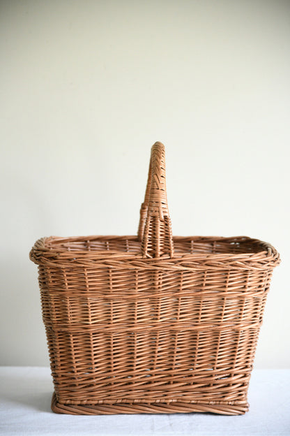 Vintage Rectangular Willow Shopping Basket