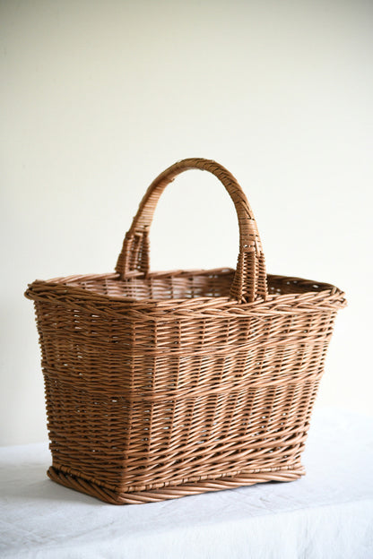 Vintage Rectangular Willow Shopping Basket