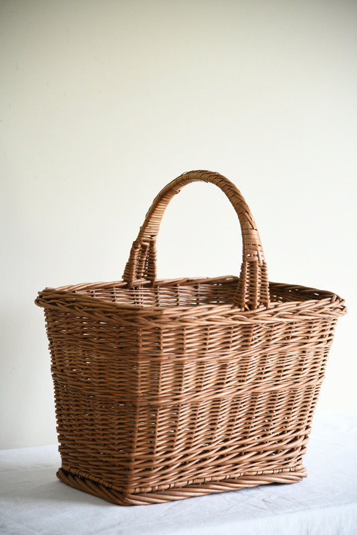 Vintage Rectangular Willow Shopping Basket