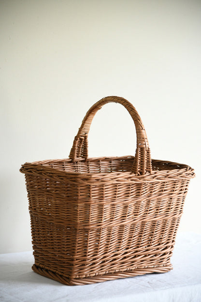 Vintage Rectangular Willow Shopping Basket