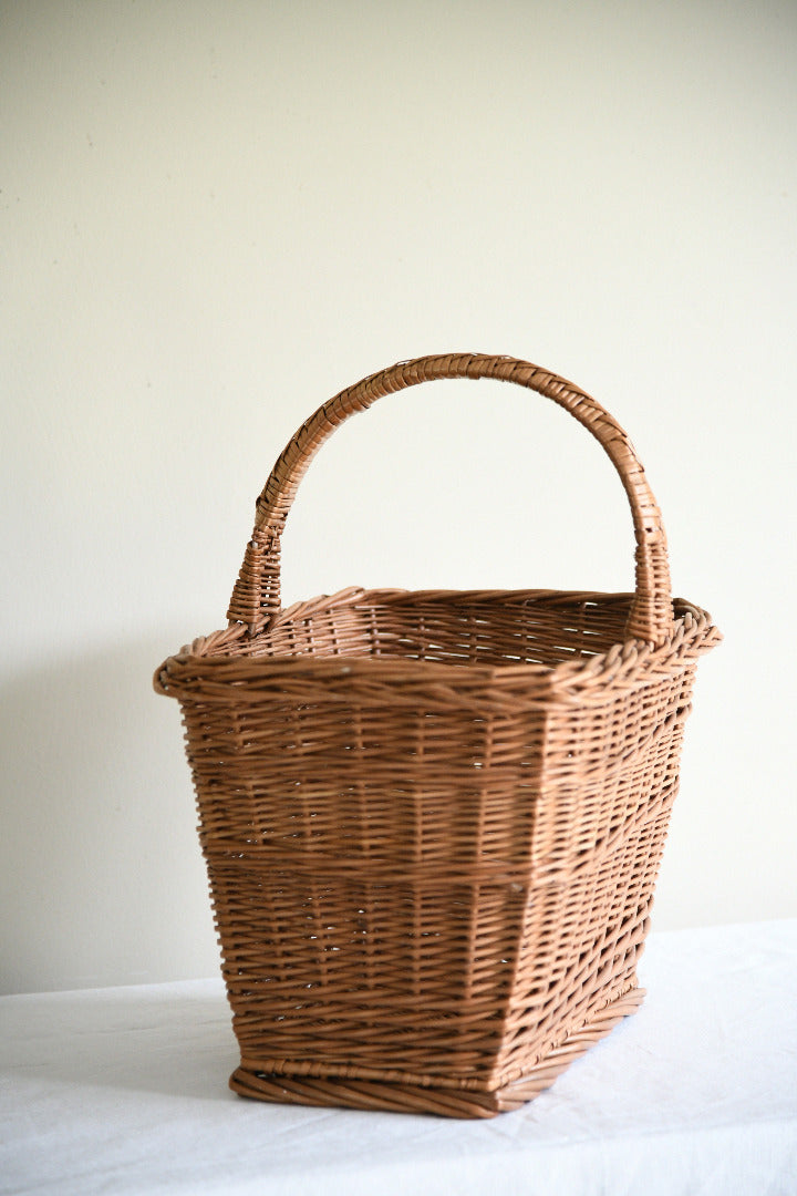 Vintage Rectangular Willow Shopping Basket