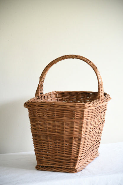 Vintage Rectangular Willow Shopping Basket