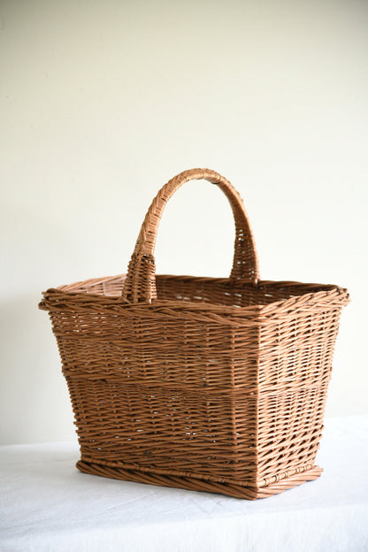 Vintage Rectangular Willow Shopping Basket