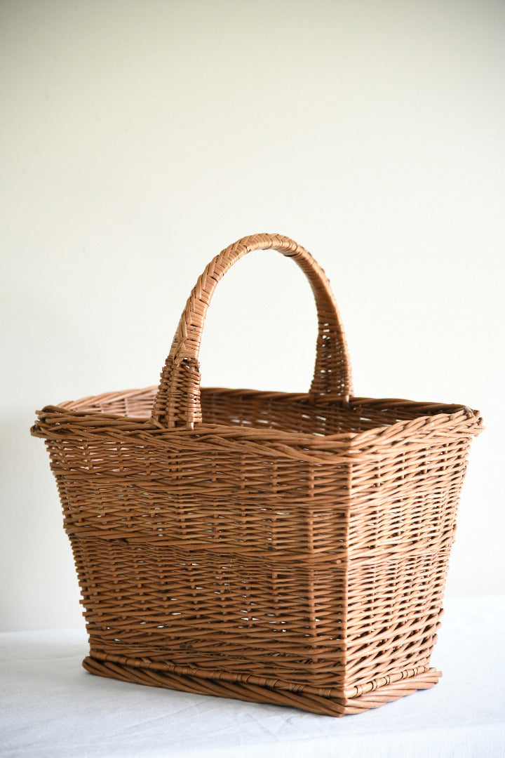 Vintage Rectangular Willow Shopping Basket