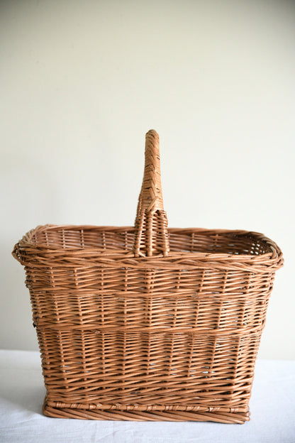 Vintage Rectangular Willow Shopping Basket
