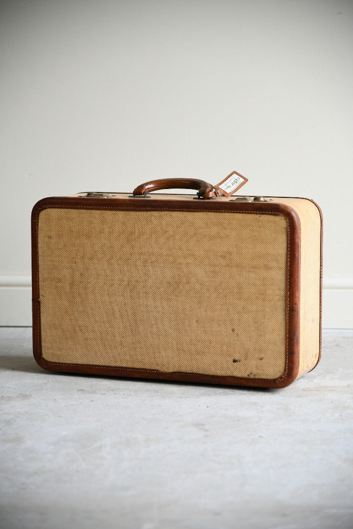 Vintage Leather Trimmed Suitcase
