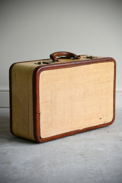 Vintage Leather Trimmed Suitcase