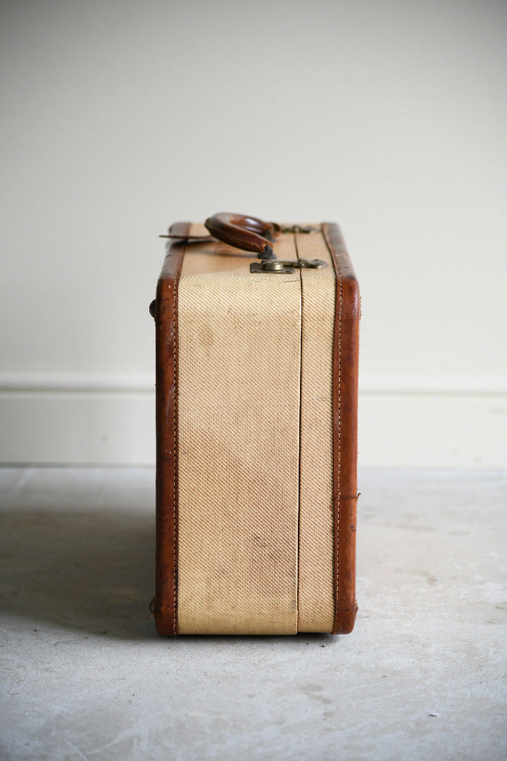 Vintage Leather Trimmed Suitcase