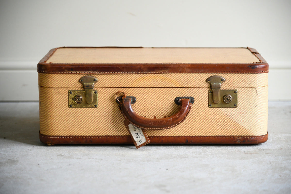 Vintage Leather Trimmed Suitcase