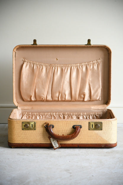Vintage Leather Trimmed Suitcase