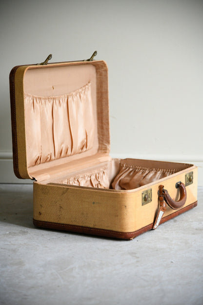 Vintage Leather Trimmed Suitcase