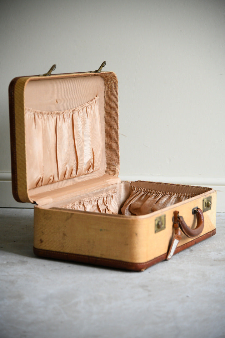 Vintage Leather Trimmed Suitcase