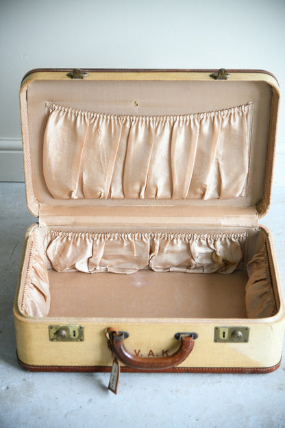Vintage Leather Trimmed Suitcase