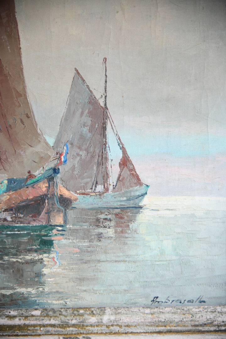 Franz Ambrasath Marine Oil Painting