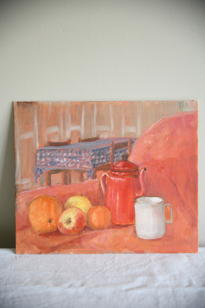Anne Brown Red Coffee Pot Still Life Painting