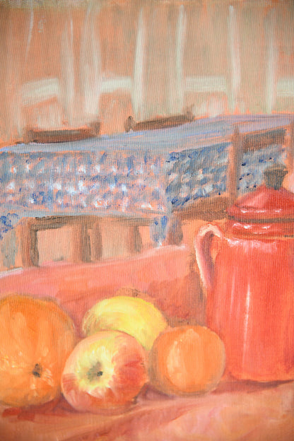Anne Brown Red Coffee Pot Still Life Painting