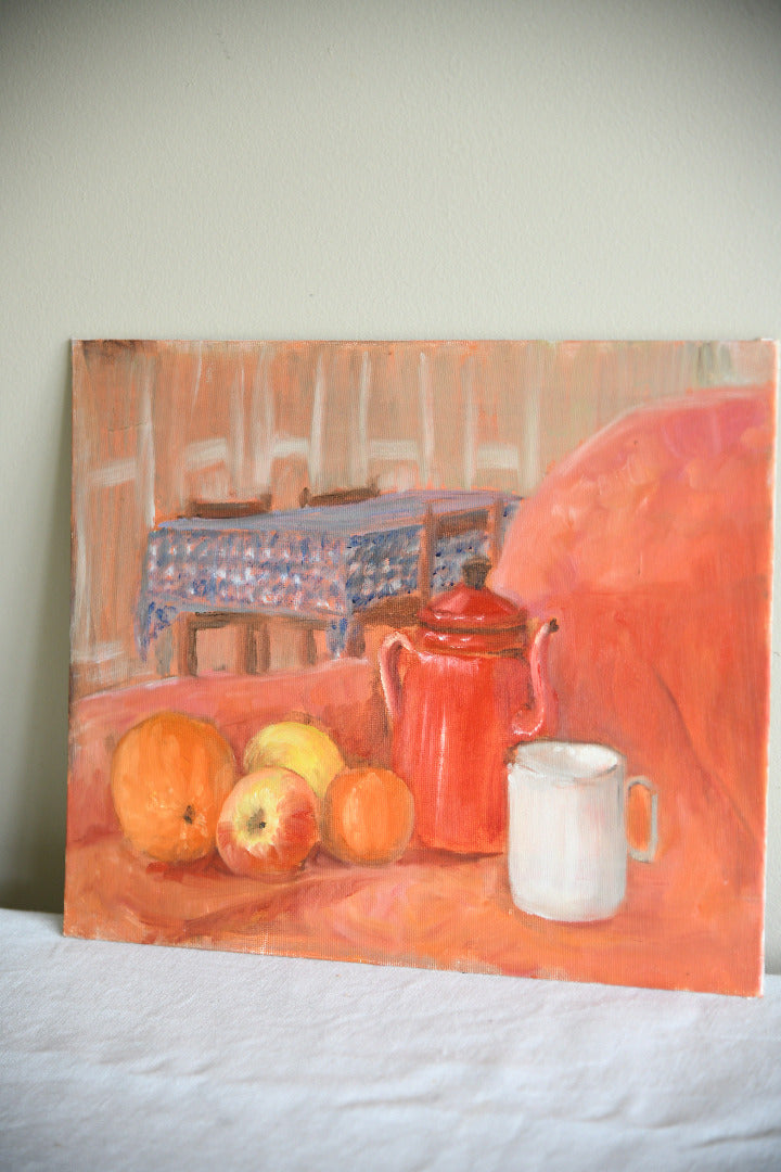 Anne Brown Red Coffee Pot Still Life Painting