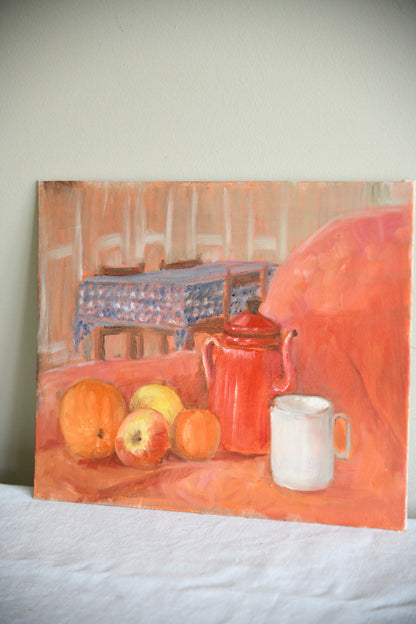 Anne Brown Red Coffee Pot Still Life Painting