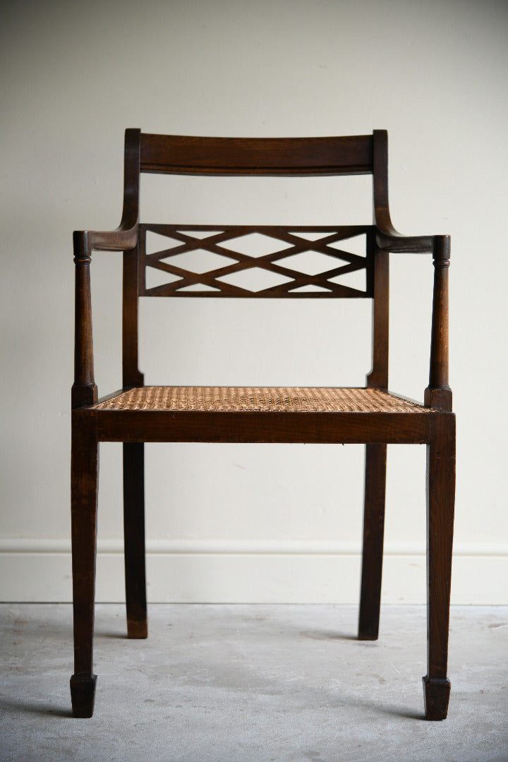 Antique Regency Style Stained Beech Caned Chair
