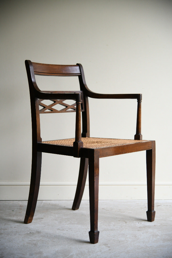Antique Regency Style Stained Beech Caned Chair