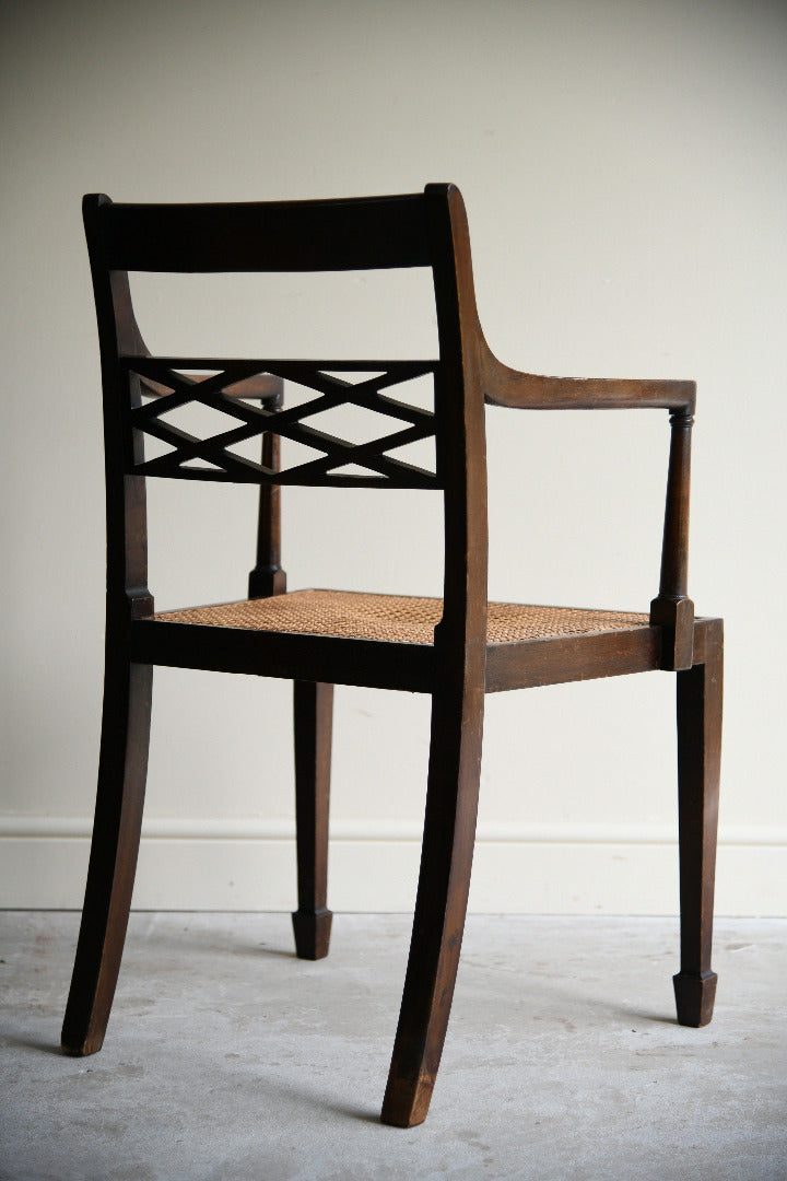 Antique Regency Style Stained Beech Caned Chair