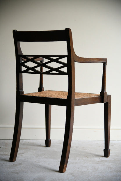 Antique Regency Style Stained Beech Caned Chair