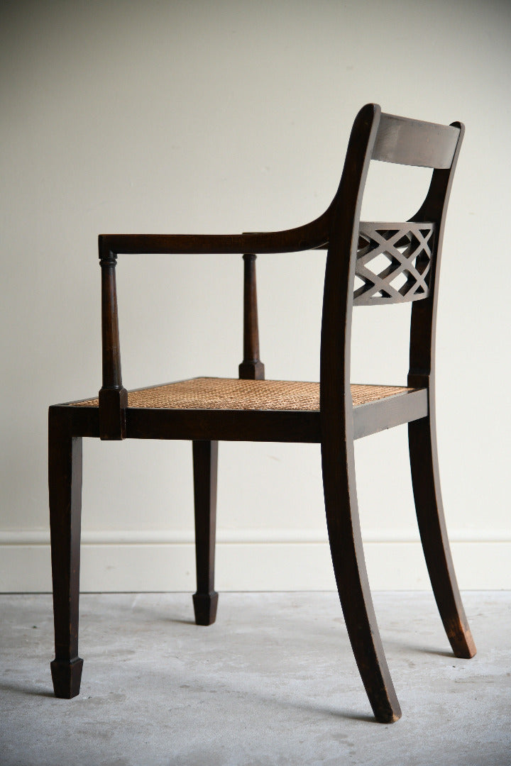 Antique Regency Style Stained Beech Caned Chair
