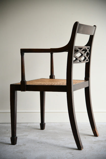 Antique Regency Style Stained Beech Caned Chair