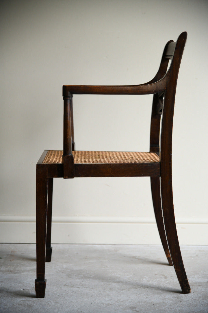 Antique Regency Style Stained Beech Caned Chair