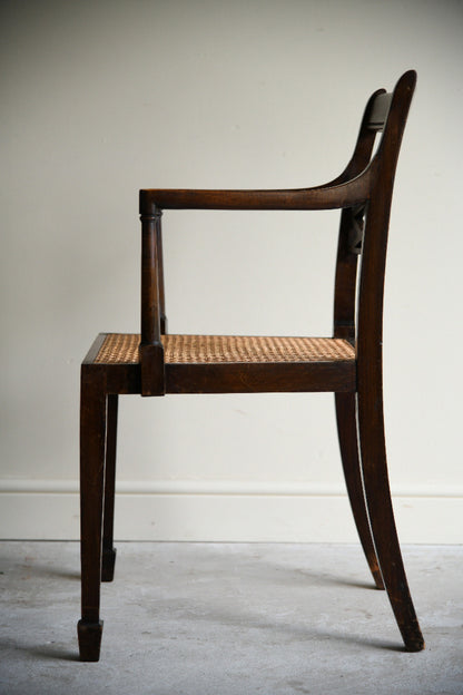 Antique Regency Style Stained Beech Caned Chair