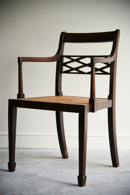 Antique Regency Style Stained Beech Caned Chair