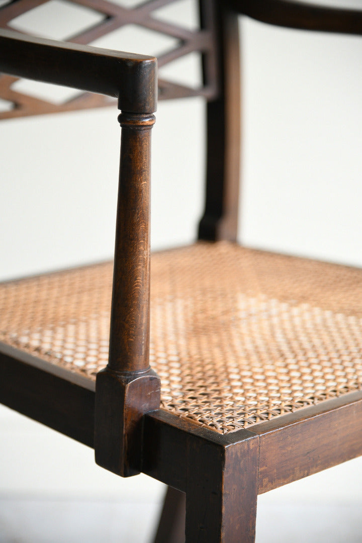Antique Regency Style Stained Beech Caned Chair