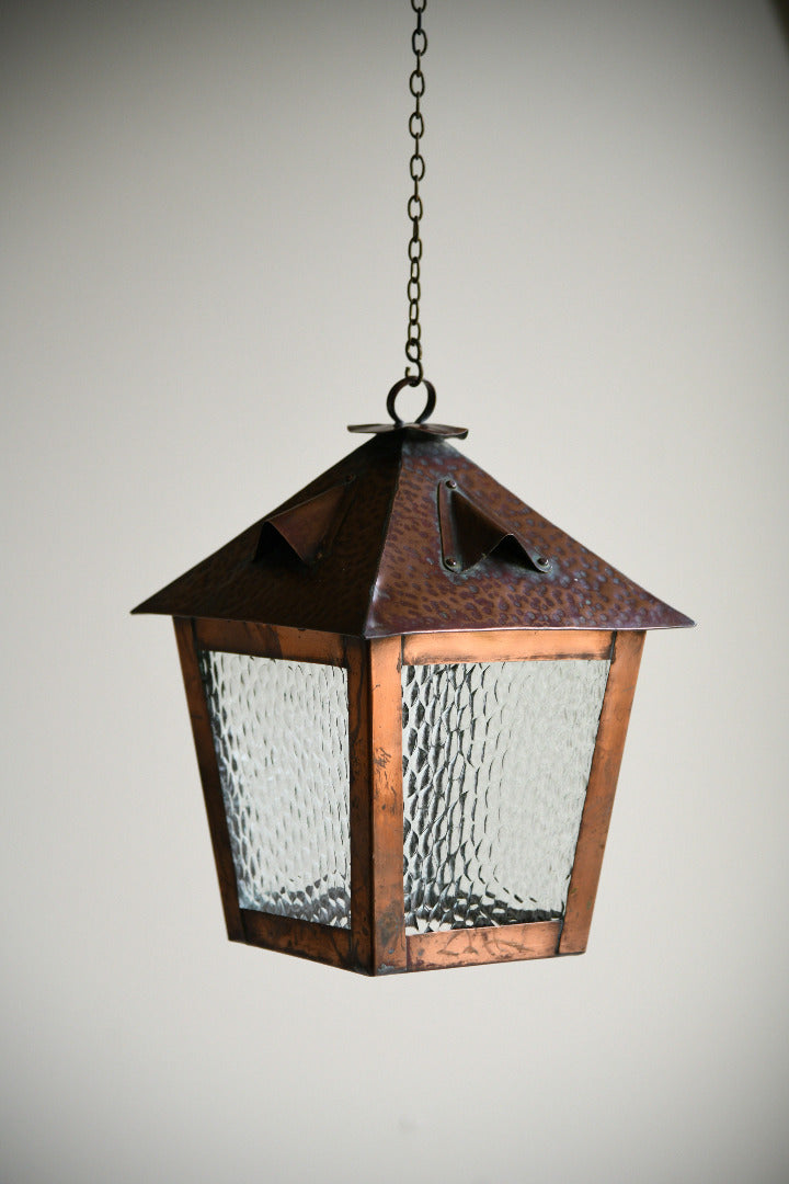 Antique Arts and Crafts Copper Porch Lantern