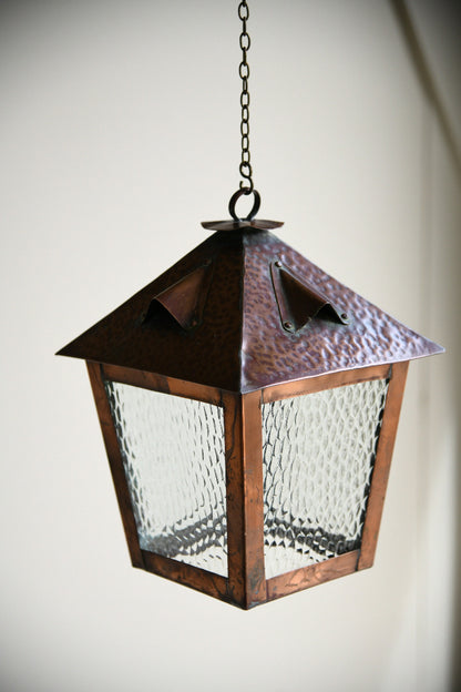 Antique Arts and Crafts Copper Porch Lantern