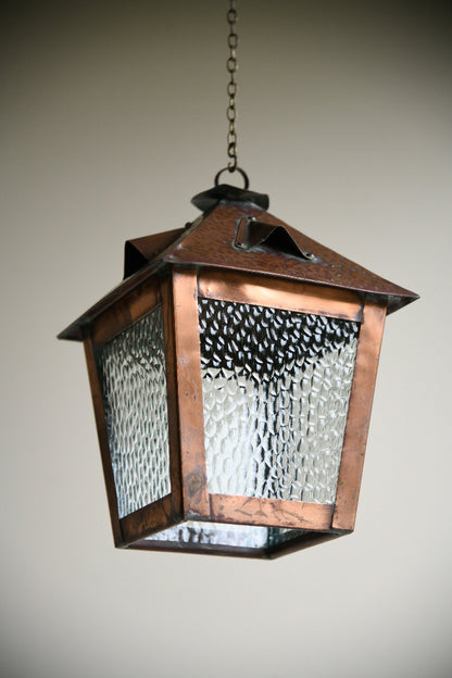 Antique Arts and Crafts Copper Porch Lantern