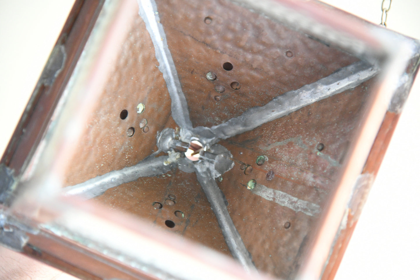 Antique Arts and Crafts Copper Porch Lantern
