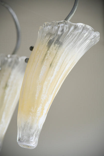 Late 20th Century Five Arm Glass Ceiling Chandelier