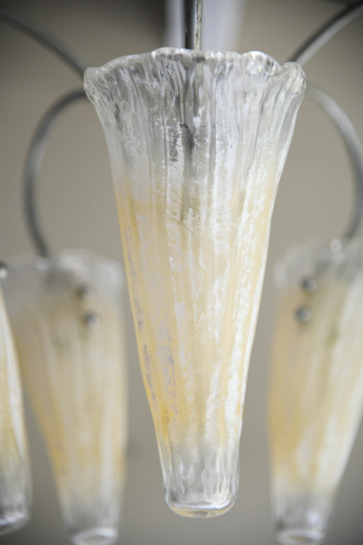 Late 20th Century Five Arm Glass Ceiling Chandelier