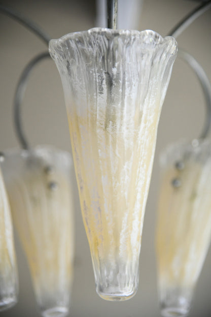 Late 20th Century Five Arm Glass Ceiling Chandelier