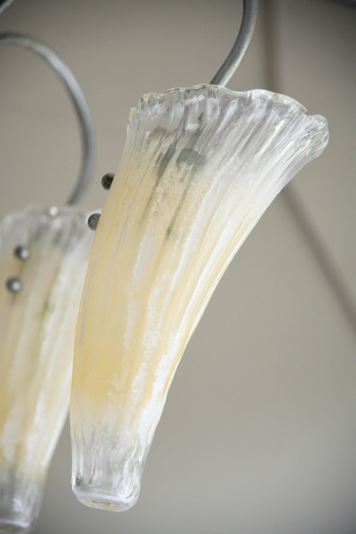 Late 20th Century Five Arm Glass Ceiling Chandelier