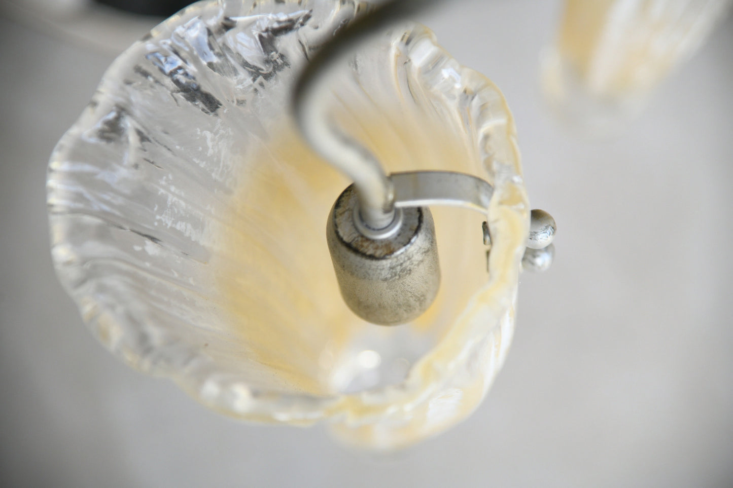 Late 20th Century Five Arm Glass Ceiling Chandelier