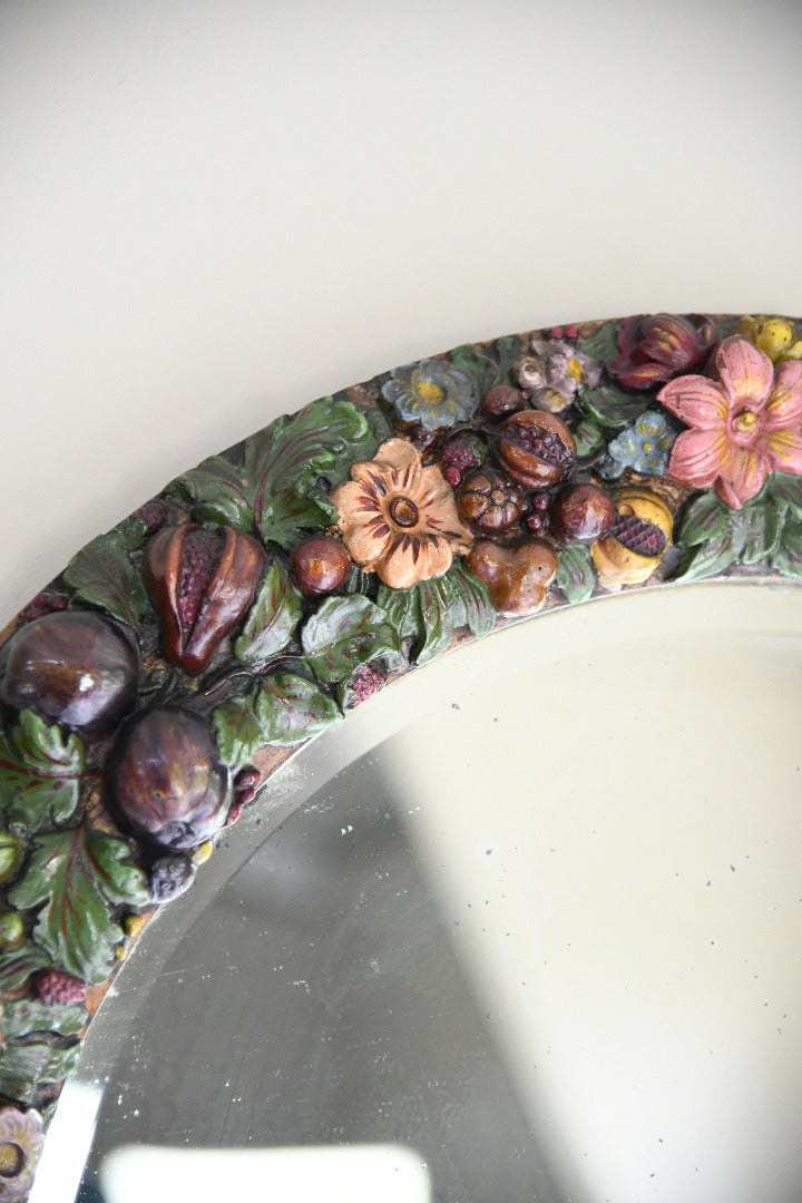 Vintage Barbola Floral and Fruit Wall Mirror