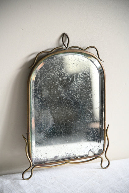 Antique Art Nouveau Brass Wall Mirror