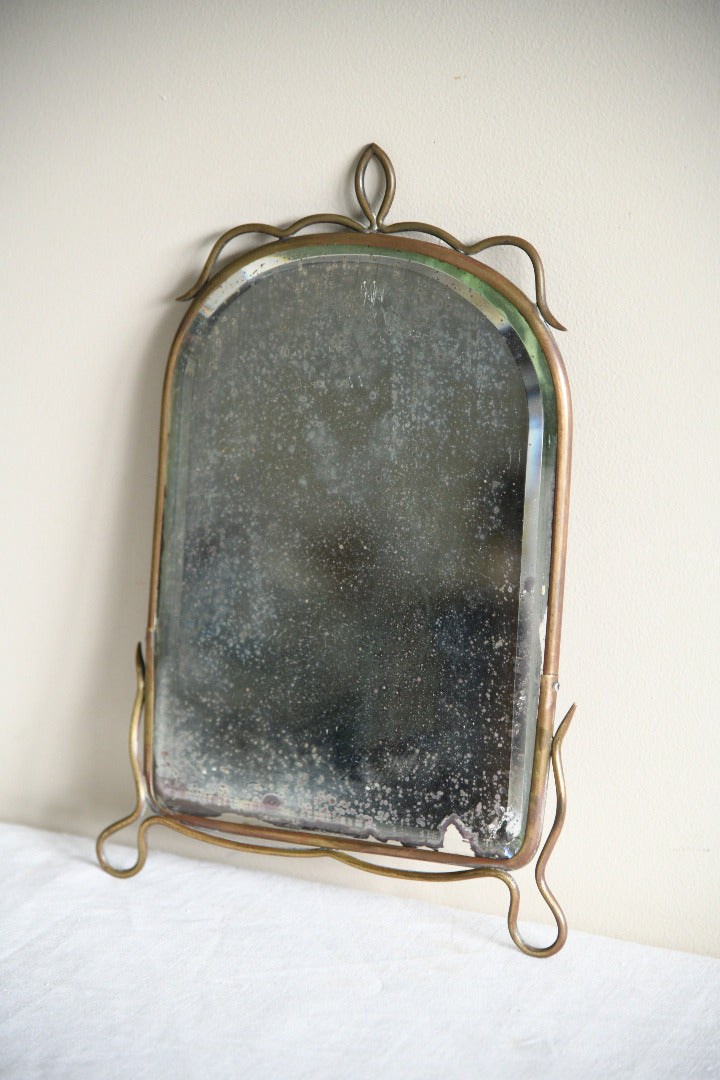 Antique Art Nouveau Brass Wall Mirror