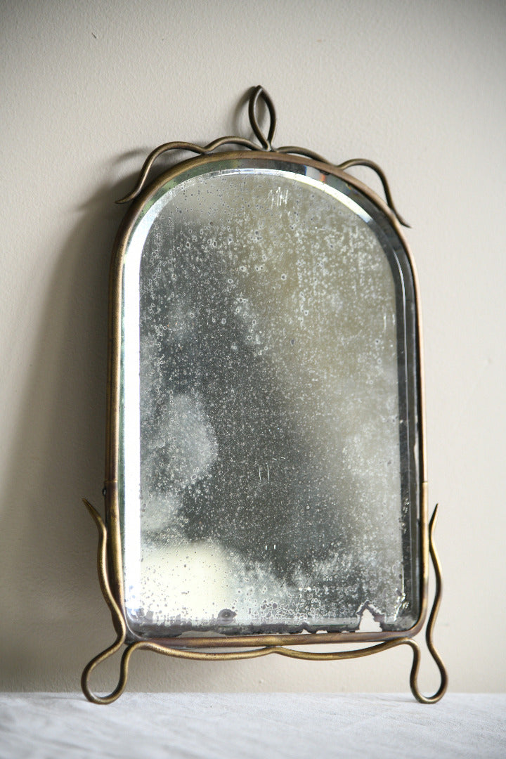 Antique Art Nouveau Brass Wall Mirror