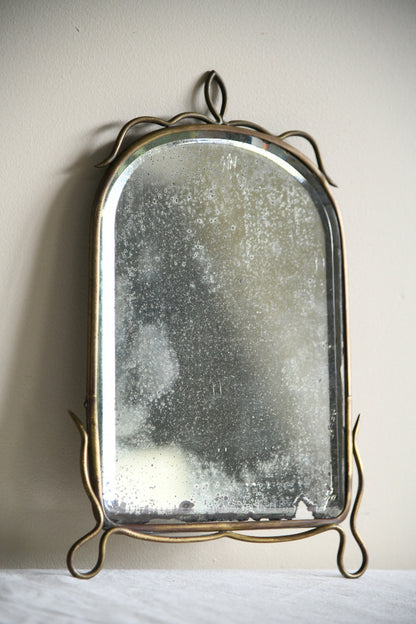 Antique Art Nouveau Brass Wall Mirror